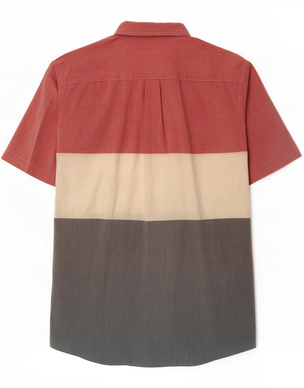 Chaps Mens Short Sleeve Shirt Large Pink Colourblock Cotton