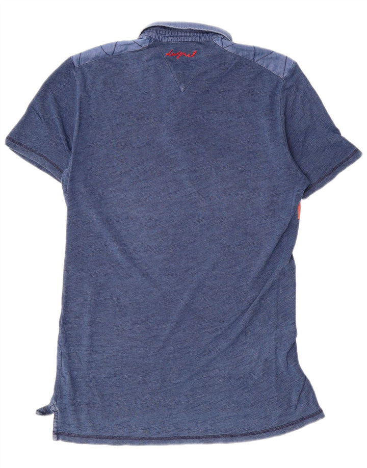 Desigual Mens Graphic Polo Shirt Large Blue Colourblock