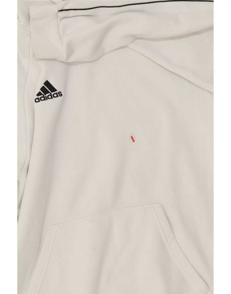 ADIDAS Mens Hoodie Jumper Large Off White Cotton Vintage Adidas and Second-Hand Adidas from Messina Hembry 