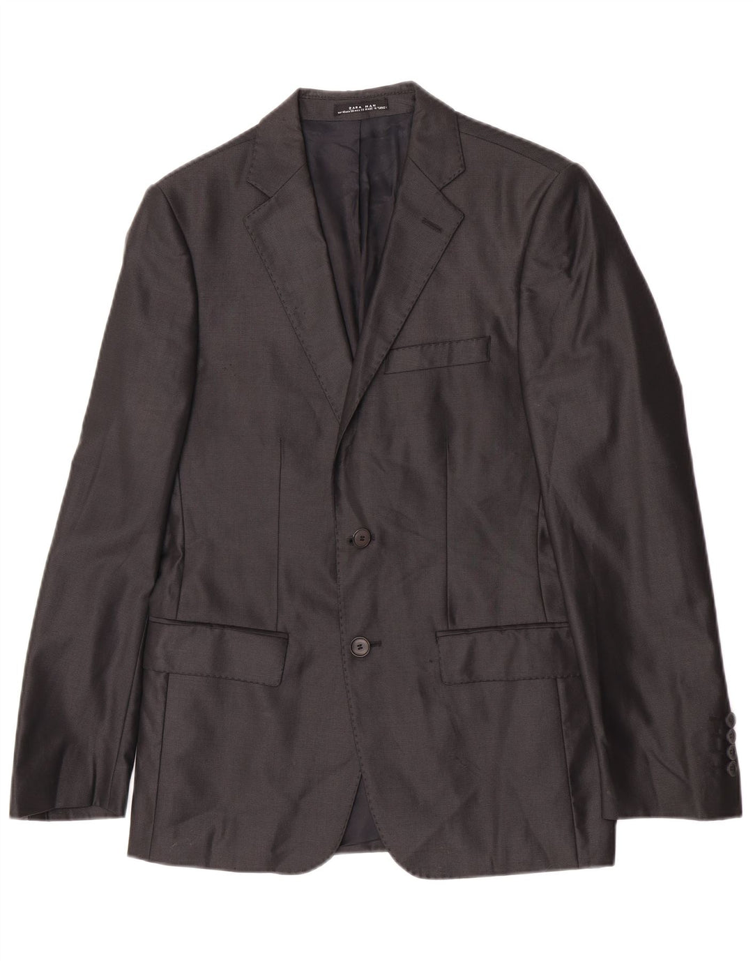 Zara Mens 2 Button Blazer Jacket EU 48 Medium Black