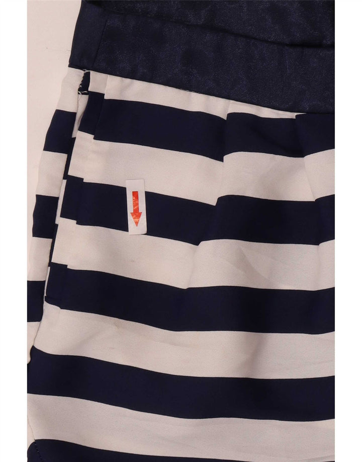 Zara Womens Chino Shorts Small W26  Navy Blue Striped Polyester