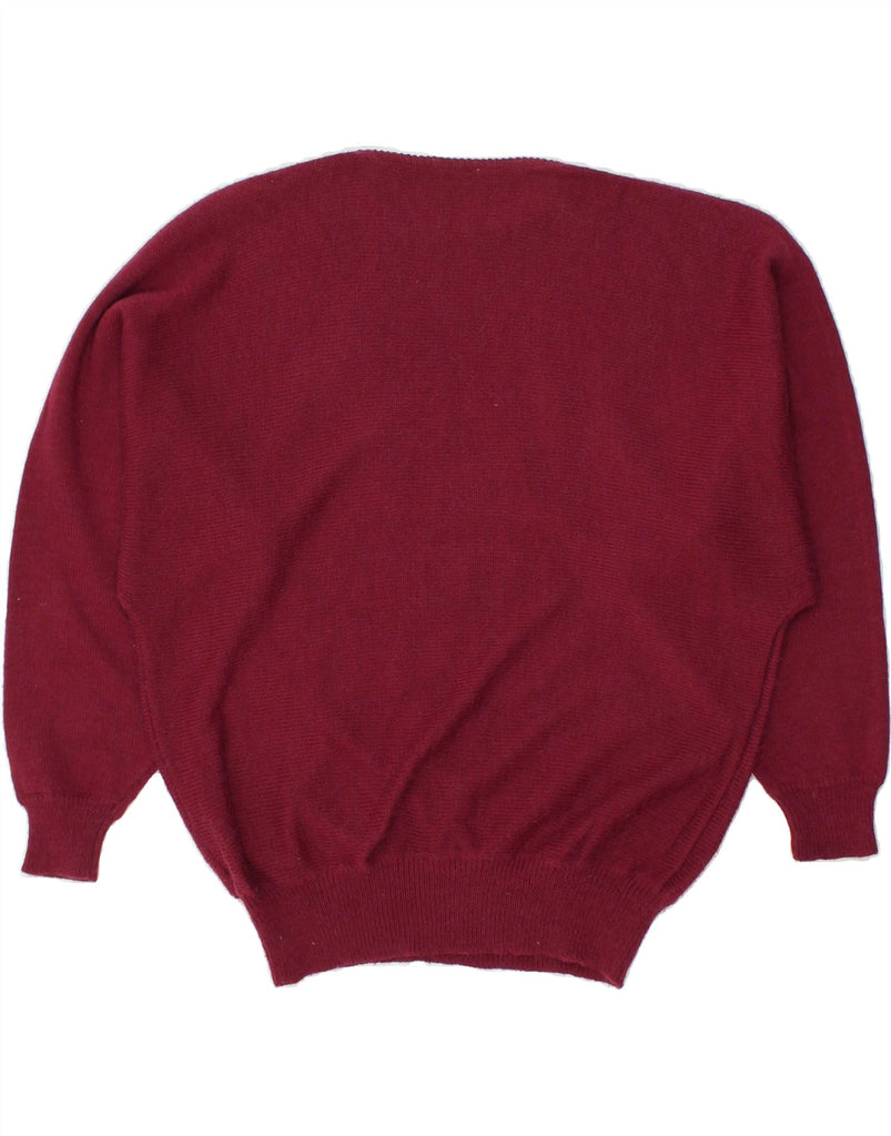 VINTAGE Womens Graphic Crew Neck Jumper Sweater UK 16 Large Burgundy | Vintage Vintage | Thrift | Second-Hand Vintage | Used Clothing | Messina Hembry 