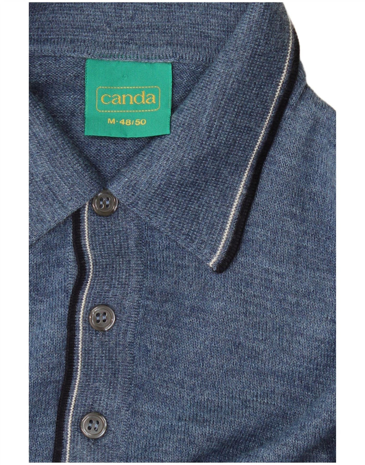 Canda Mens Polo Neck Jumper Sweater IT 48/50 Medium Blue Virgin Wool