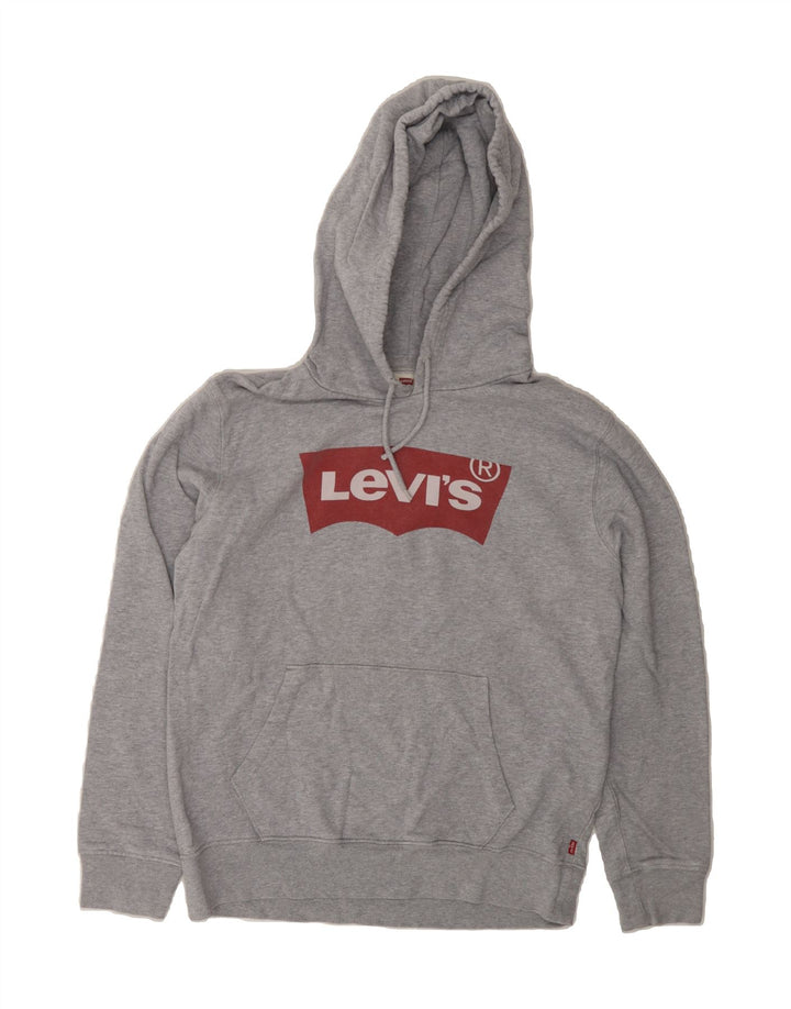 LEVI'S Mens Graphic Hoodie Jumper Small Grey Cotton Vintage Levi's and Second-Hand Levi's from Messina Hembry 