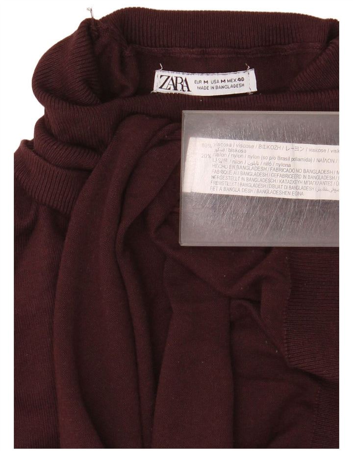 Zara Mens Roll Neck Jumper Sweater Medium Burgundy Viscose