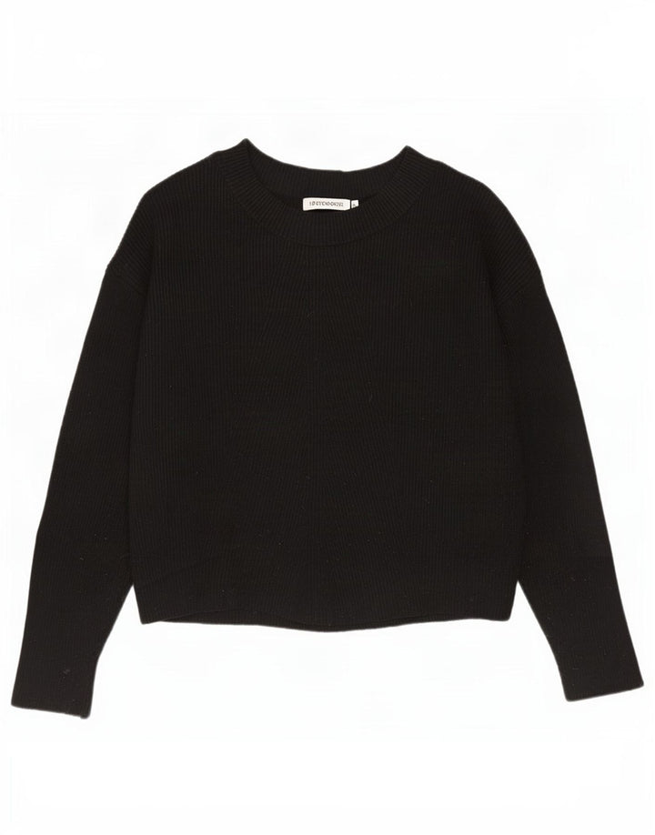Zara Womens Oversized Boat Neck Jumper Sweater UK 10 Small Black