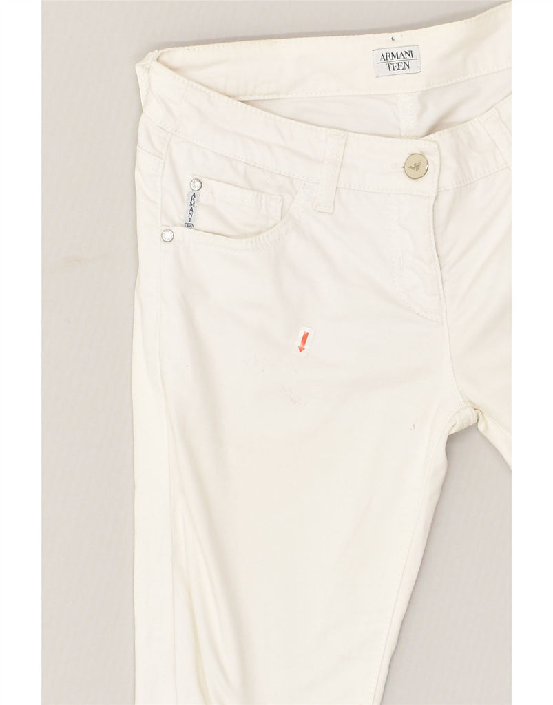 ARMANI TEEN Girls Slim Casual Trousers 15-16 Years W28 L29  White Cotton | Vintage Armani Teen | Thrift | Second-Hand Armani Teen | Used Clothing | Messina Hembry 