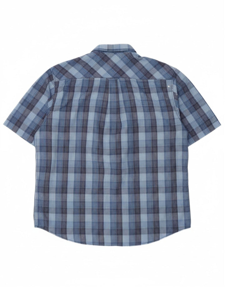 JAMES PRINGLE Mens Short Sleeve Shirt XL Blue Check Polyester