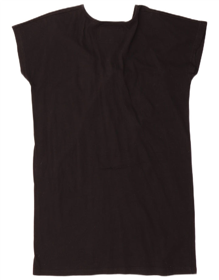 Vintage Womens Tunic Dress UK 14 Medium Black Cotton