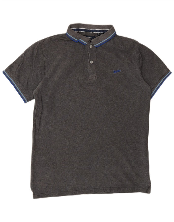 Superdry Mens Polo Shirt Medium Grey Cotton