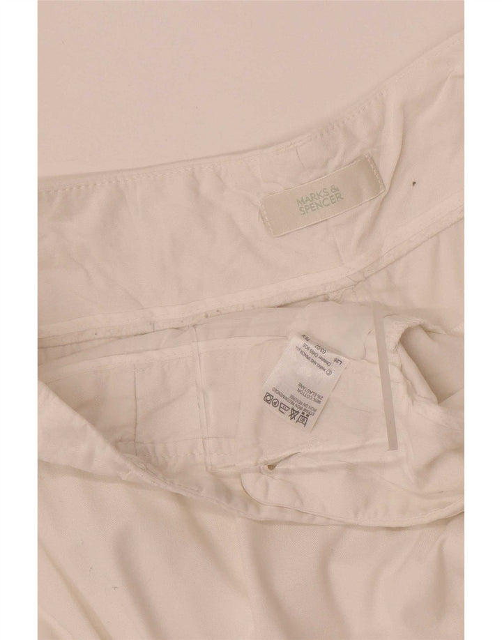 Marks & Spencer Womens Straight Cropped Trousers UK 12 Medium W30 L24 White