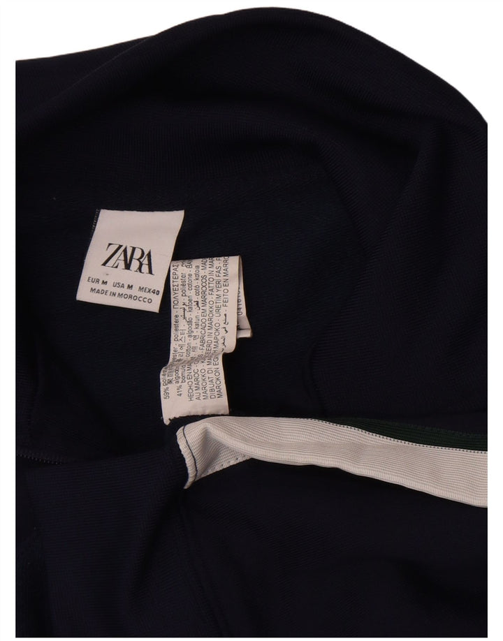 Zara Mens Tracksuit Top Jacket Medium Navy Blue Colourblock Polyester