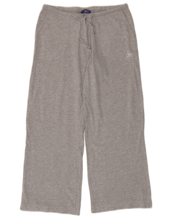 Reebok Womens Wide Leg Tracksuit Trousers UK 12 Medium Grey Cotton