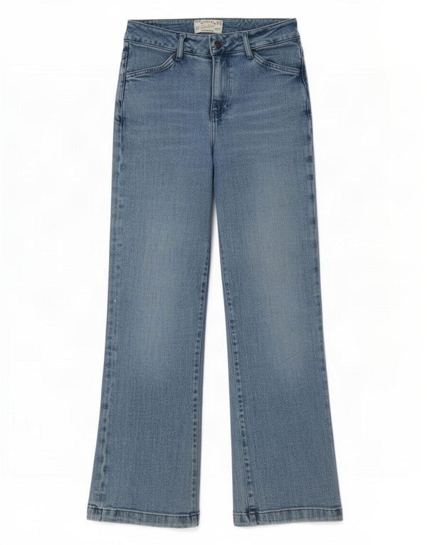 Fat Face Womens Elise Wide Leg Jeans UK 10 Small W27 L29 Blue Cotton
