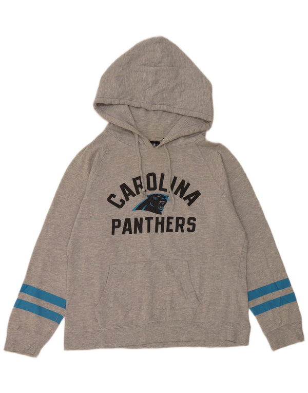 NFL TEAM APPAREL Boys Graphic Hoodie Jumper 13-14 Years Large Grey Striped