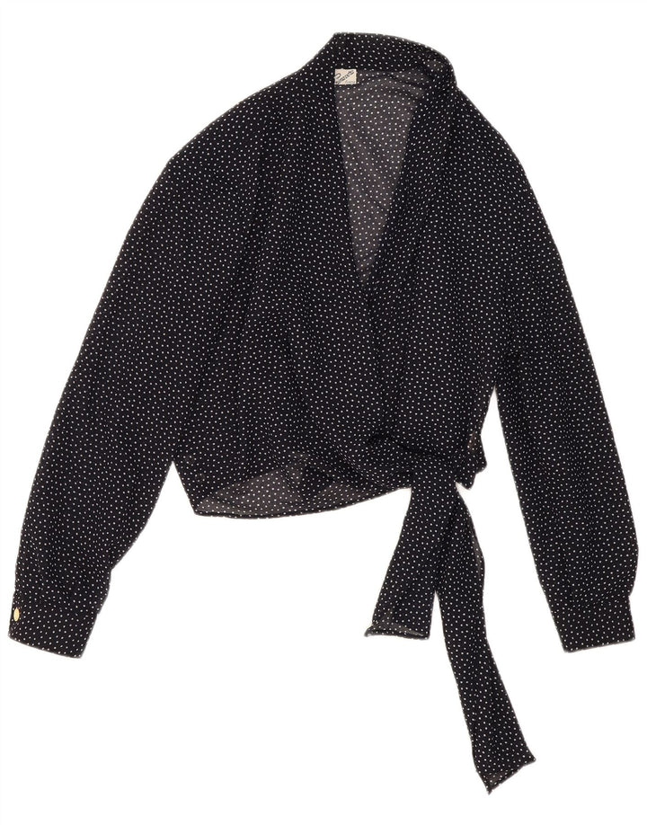 Primavera Firenze Womens Crop See Through Top US 4 Small Navy Blue