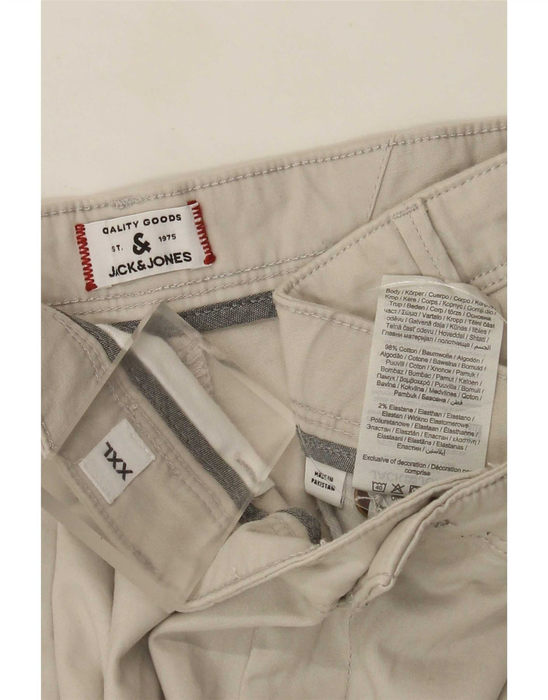 Jack & Jones Mens Regular Chino Shorts 2XL W42 Beige Cotton