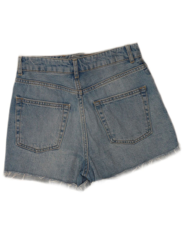 Topshop Womens Girlfriend High Waist Denim Shorts UK 6 XS W24  Blue Cotton