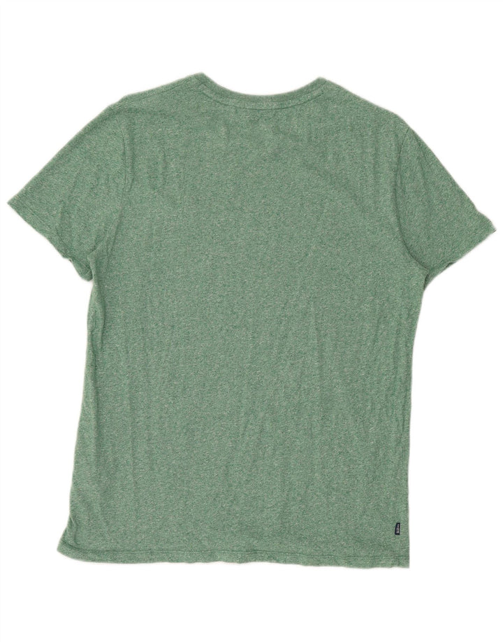 Superdry Mens T-Shirt Top Large Green Flecked Cotton