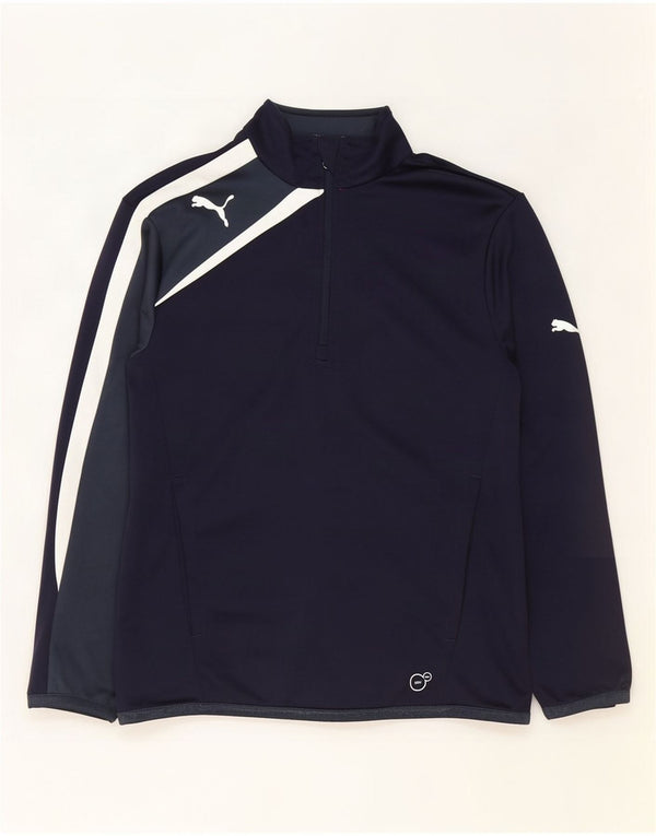 Puma Boys Zip Neck Pullover Tracksuit Top 11-12 Years Navy Blue Colourblock