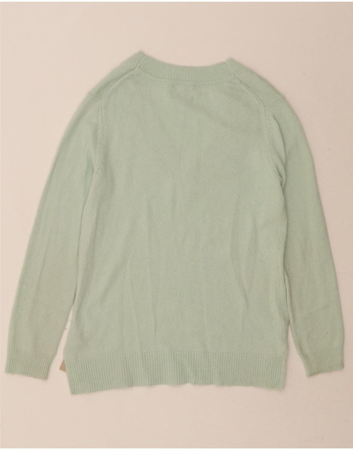 MASSIMO DUTTI Womens V-Neck Jumper Sweater UK 14 Medium Green Polyamide Vintage Massimo Dutti and Second-Hand Massimo Dutti from Messina Hembry 