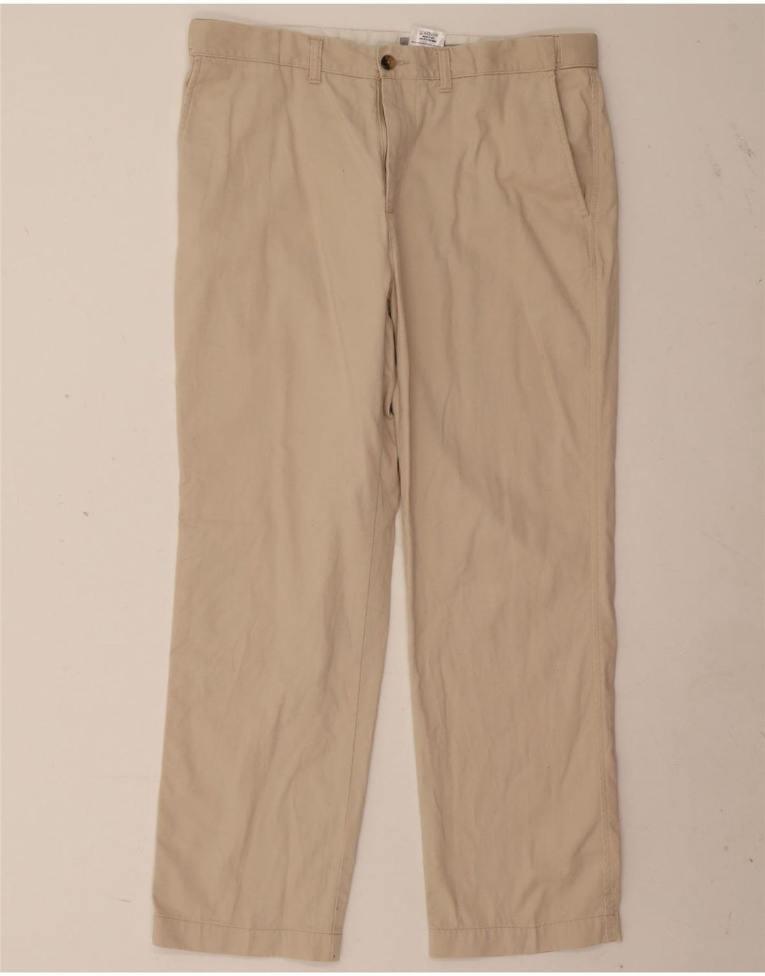 Marks & Spencer Mens Straight Regular Chino Trousers W36 L29 Beige Cotton