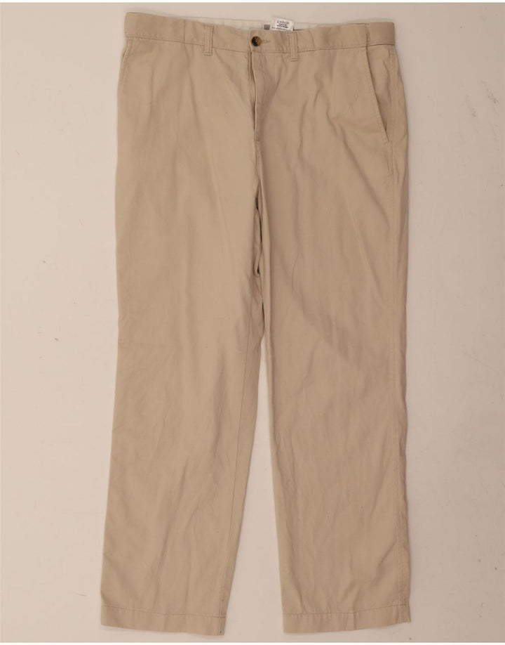 Marks & Spencer Mens Straight Regular Chino Trousers W36 L29 Beige Cotton