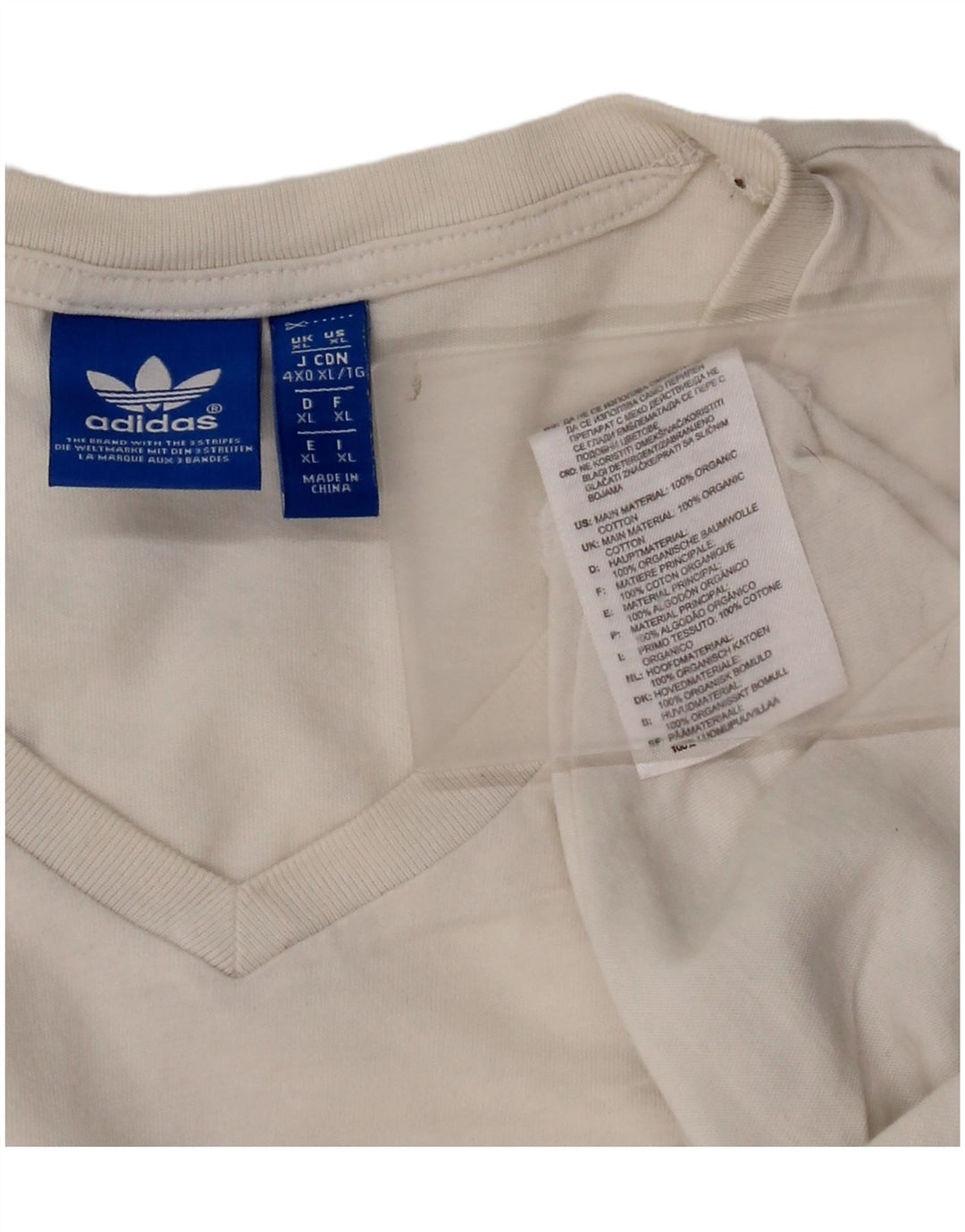 Adidas Mens T-Shirt Top XL White Cotton