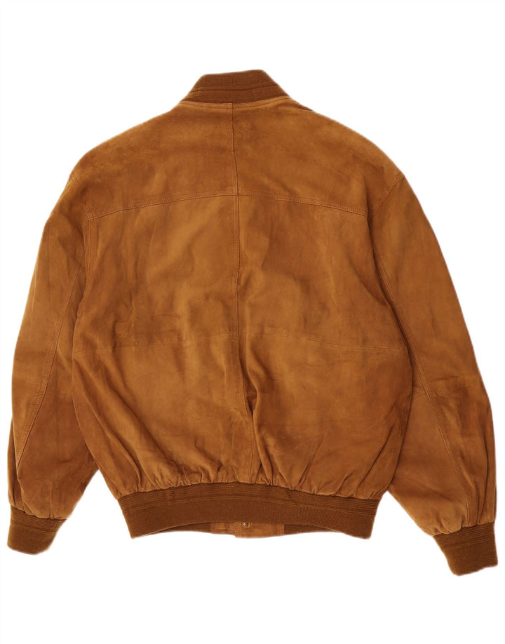 Vintage Mens Suede Bomber Jacket IT 48 Medium Brown Leather