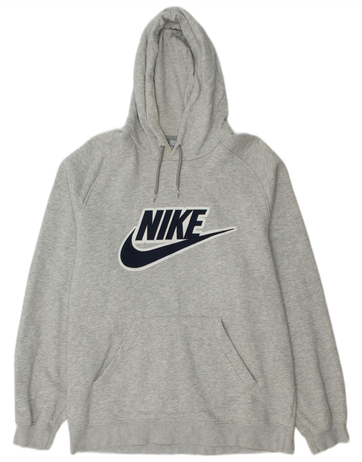 Nike Mens Graphic Hoodie Jumper Large Grey Cotton