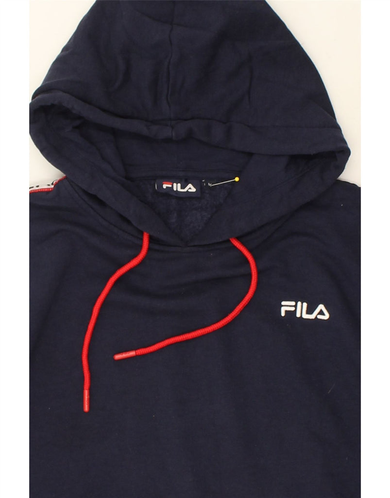 FILA Mens Hoodie Jumper Medium Navy Blue Cotton | Vintage Fila | Thrift | Second-Hand Fila | Used Clothing | Messina Hembry 