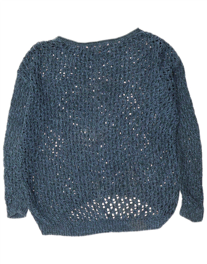Eddie Bauer Womens Oversized Boat Neck Jumper Sweater UK 14 Medium Navy Blu