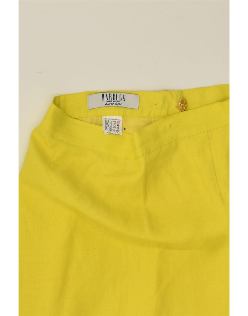 MARELLA Womens Short Sleeve 2 Piece Skirt Set UK 14 Large  W26 Yellow | Vintage Marella | Thrift | Second-Hand Marella | Used Clothing | Messina Hembry 