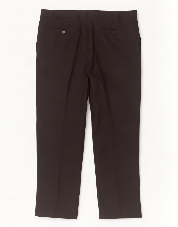 Marks & Spencer Mens Tailored Fit Straight Suit Trousers W38 L31 Black Wool