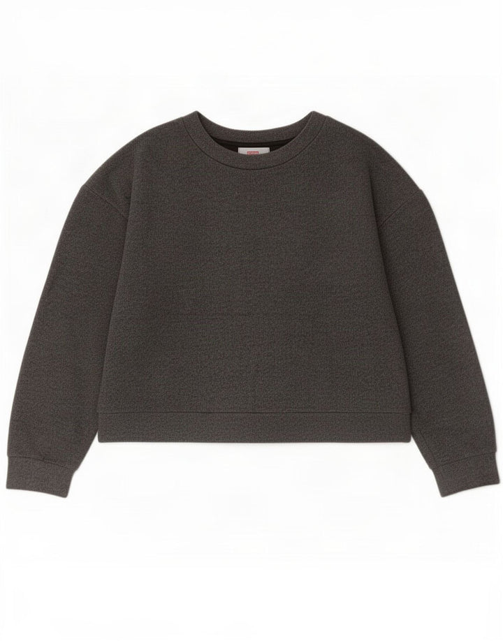 Zara Womens Crop Top Long Sleeve UK 14 Medium Grey