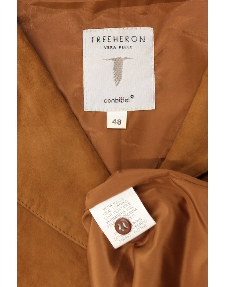 Conbipel Womens Free Heron 3 Button Suede Blazer Jacket IT 48 XL Beige
