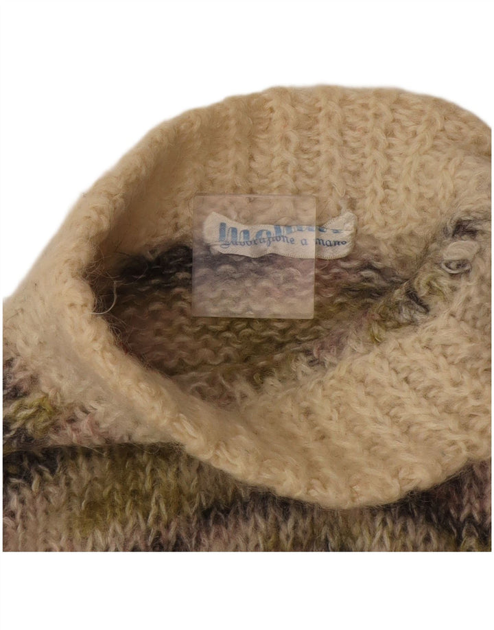 Vintage Womens Turtle Neck Jumper Sweater UK 12 Medium Beige Flecked