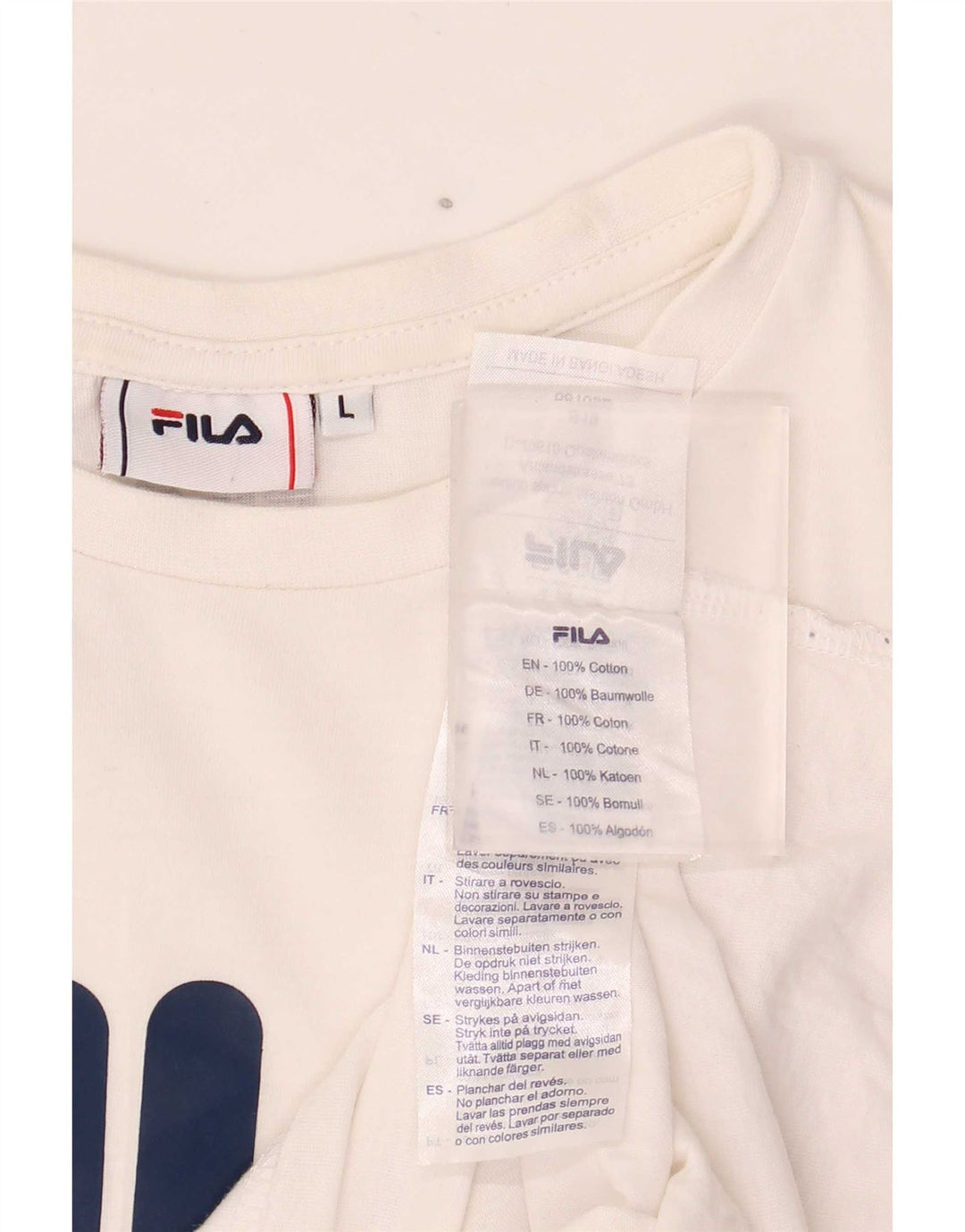 Fila Mens Graphic Top Long Sleeve Large White Cotton