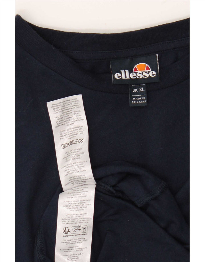 Ellesse Mens T-Shirt Top XL Navy Blue Cotton