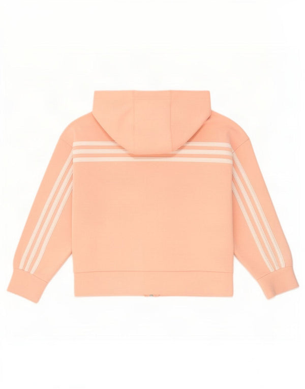 Adidas Girls Crop Zip Hoodie Sweater 9-10 Years Pink Cotton