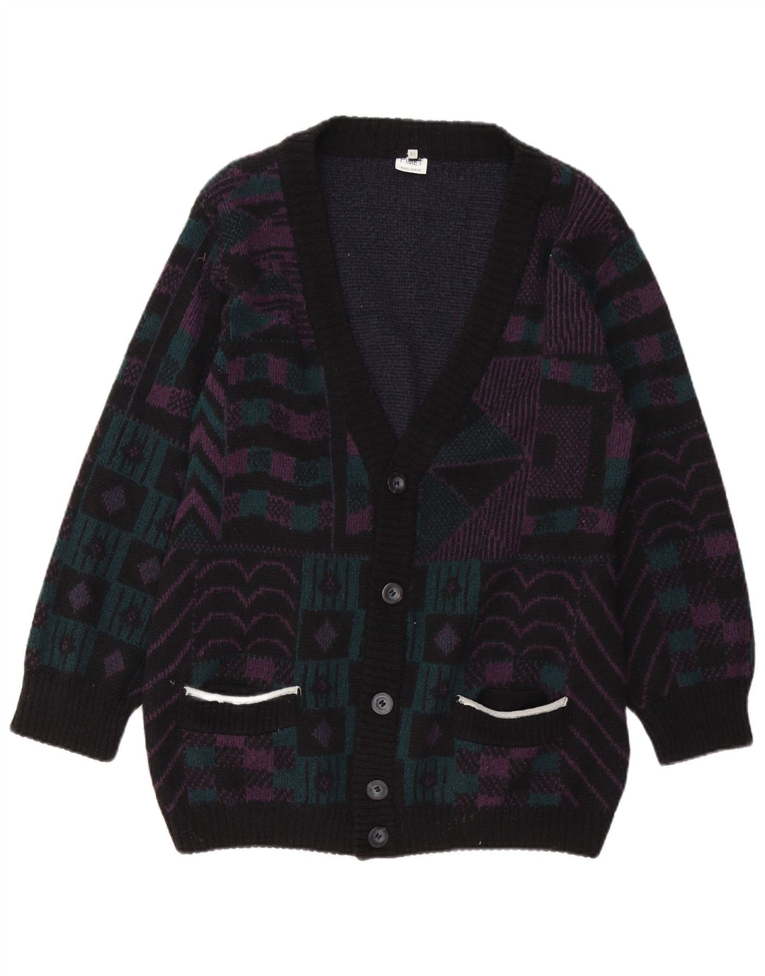 PIMET MAGLIERA Womens Cardigan Sweater UK 18 XL Black Geometric