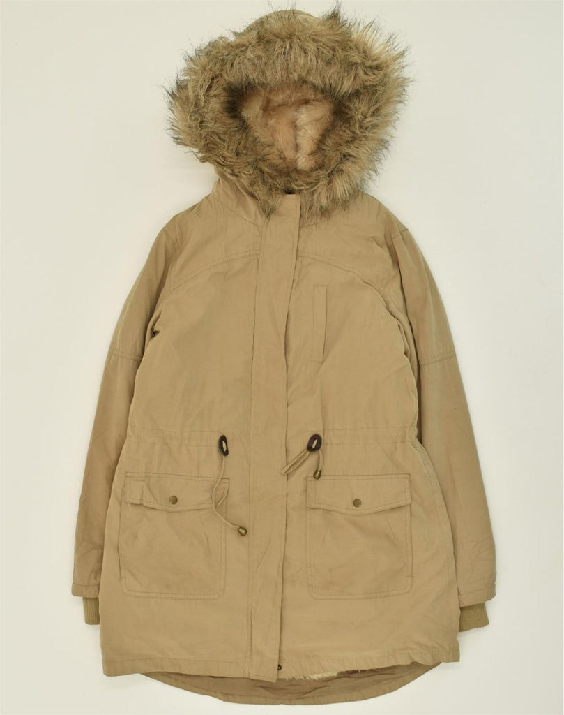 OASIS Womens Hooded Parka Jacket UK 12 Medium Beige | Vintage Oasis | Thrift | Second-Hand Oasis | Used Clothing | Messina Hembry 