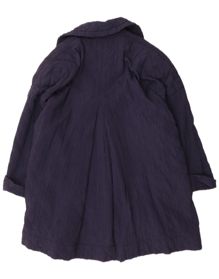 Byblos Womens Double Breasted Quilted Overcoat UK 20 2XL Navy Blue Viscose
