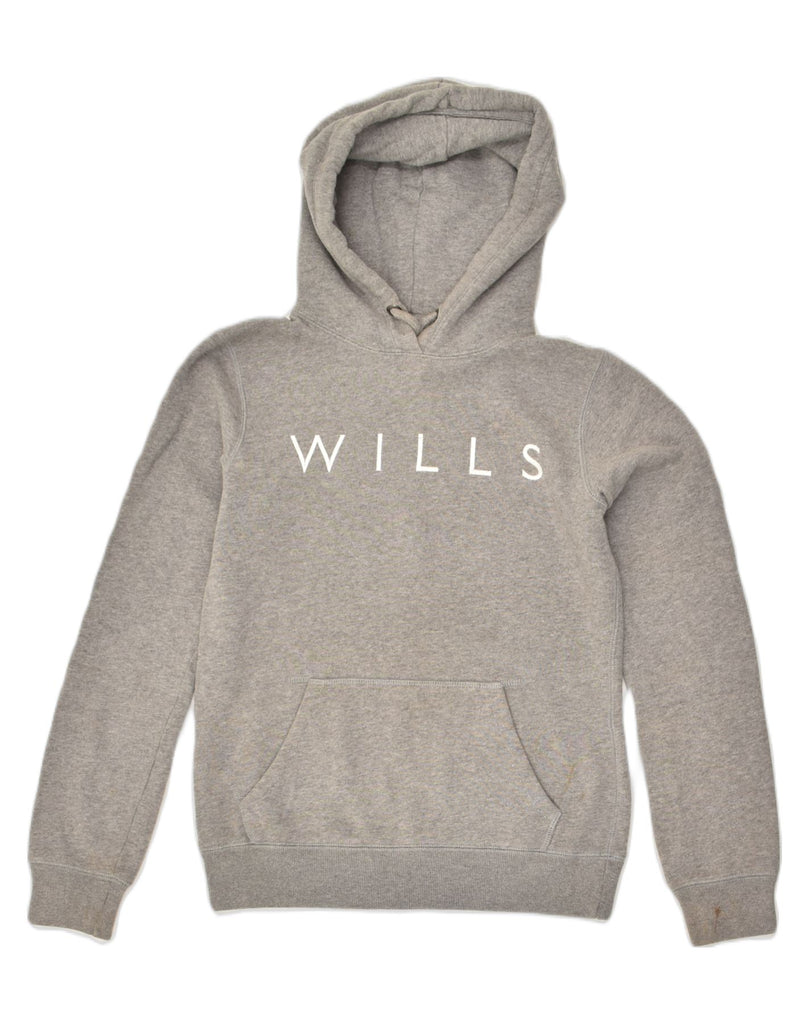 JACK WILLS Womens Graphic Hoodie Jumper UK 6 XS  Grey | Vintage Jack Wills | Thrift | Second-Hand Jack Wills | Used Clothing | Messina Hembry 