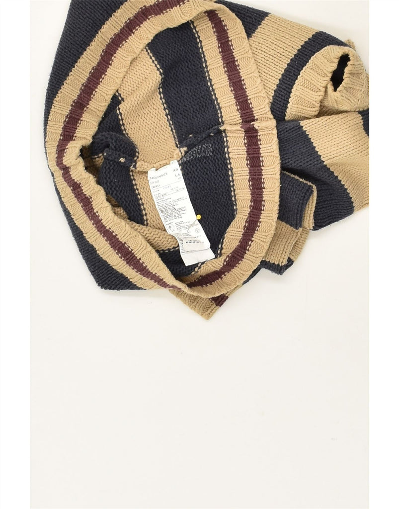 BENETTON Boys Boat Neck Jumper Sweater 4-5 Years XS  Brown Striped Cotton | Vintage Benetton | Thrift | Second-Hand Benetton | Used Clothing | Messina Hembry 