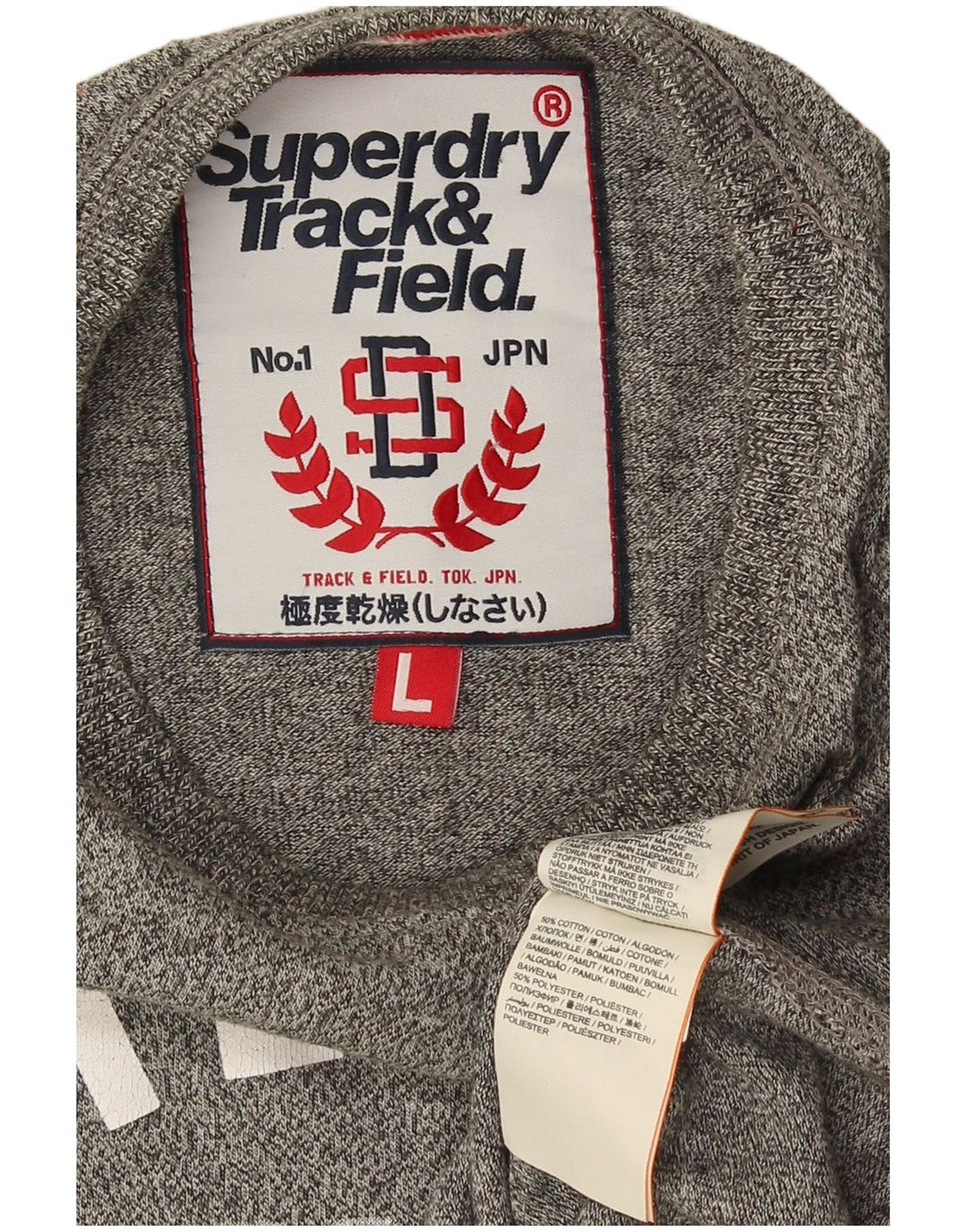 Superdry Mens Graphic T-Shirt Top Large Grey Flecked Cotton