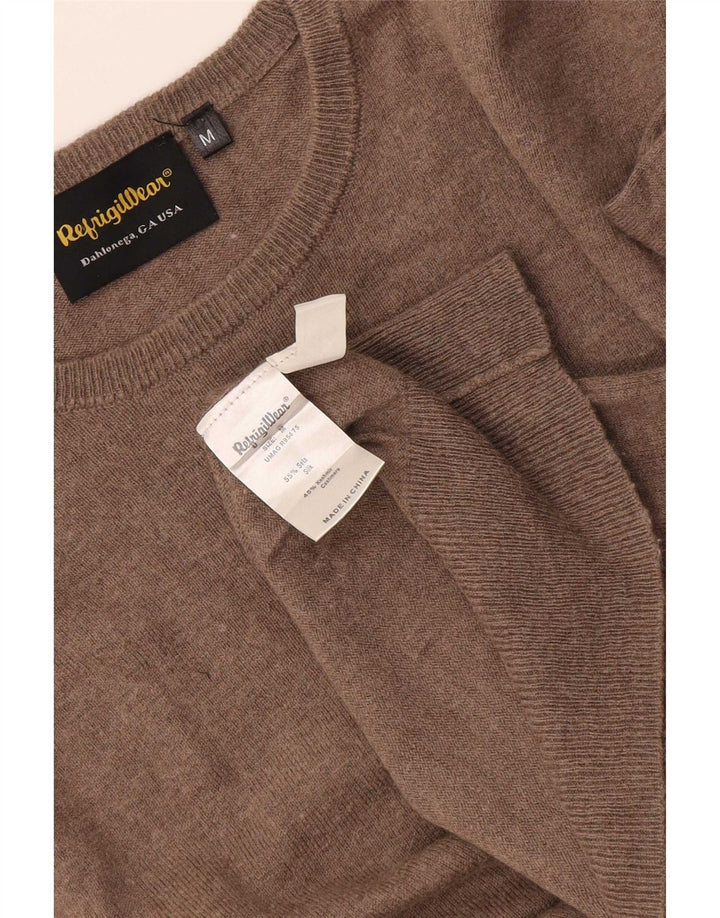Refrigiwear Mens Crew Neck Jumper Sweater Medium Brown Silk