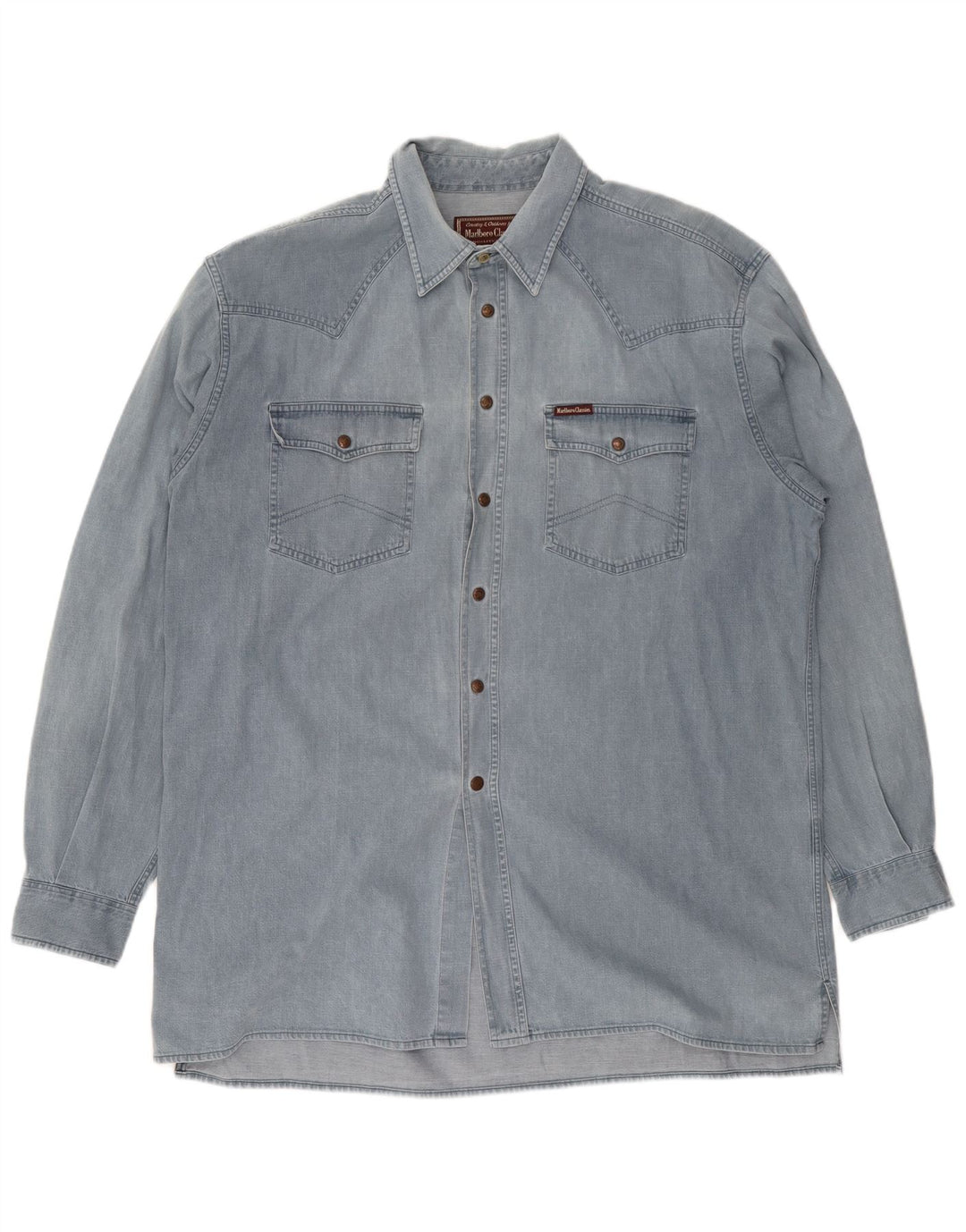Marlboro Classics Mens Denim Shirt 2XL Blue Cotton