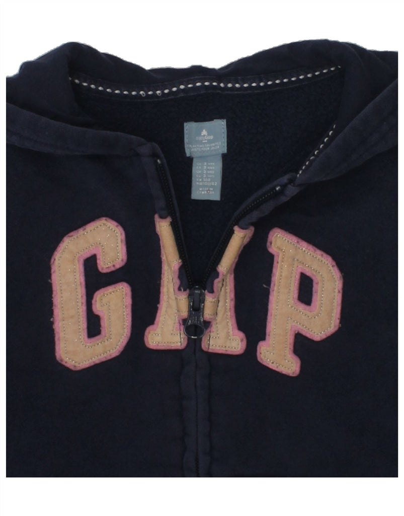 GAP Girls Graphic Zip Hoodie Sweater 2-3 Years Navy Blue Cotton | Vintage Gap | Thrift | Second-Hand Gap | Used Clothing | Messina Hembry 