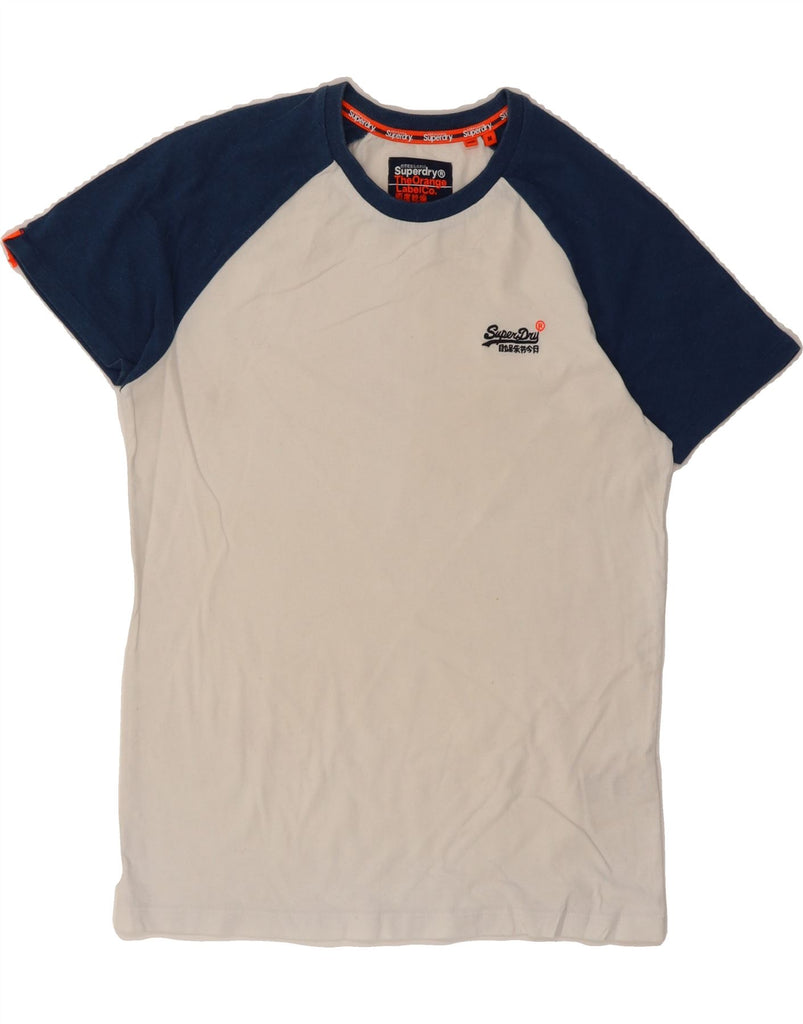 SUPERDRY Mens T-Shirt Top Medium White Colourblock Cotton Vintage Superdry and Second-Hand Superdry from Messina Hembry 